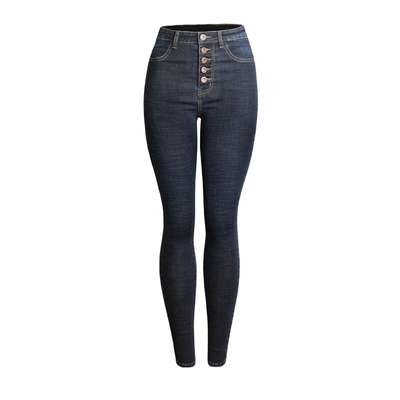 Culotte simple 45AM091 de jeans de dames de crayon épaississant la haute mouche de tirette de taille